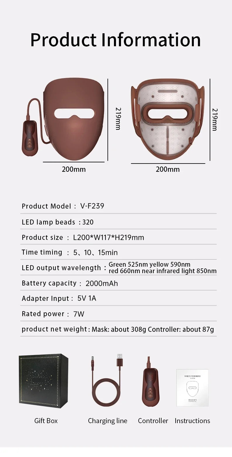 REVORA Lift LED Therapy Mask — Professional-Grade Red Light for Jawline, Firmness & Glow