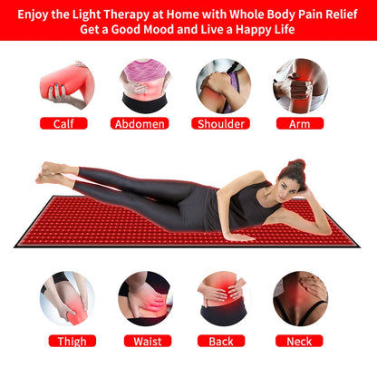 Red Light Mat Full Body 63" x 23.6" 945pcs LEDs 660nm and 850nm Red Light Blanket Whole Body LED Light Relax Pad